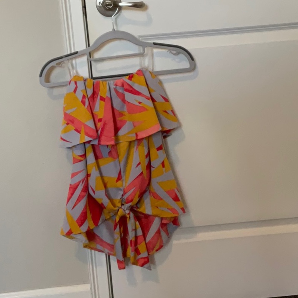 Colorful Off-Shoulder strapless Ruffle Top